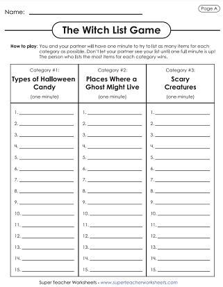 Halloween Worksheets - Games
