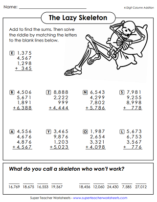 Halloween Math Worksheets - Math Riddle