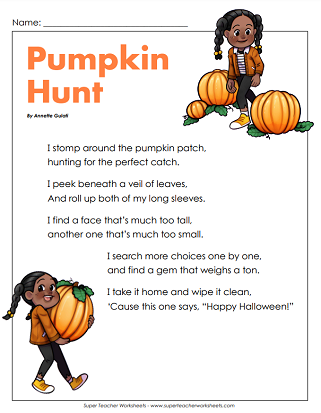 Halloween Reading Worksheets - Poems Halloween Reading Worksheets - Poems