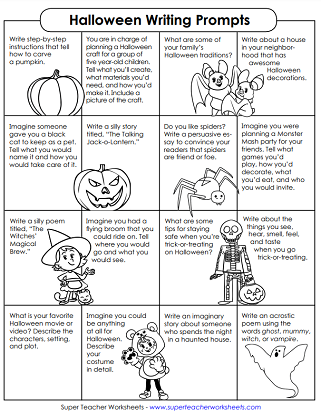 Halloween Worksheets - Writing Prompts Halloween Worksheets - Writing Prompts