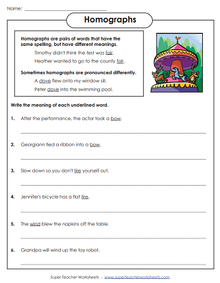 Homographs Worksheets Homographs Worksheets