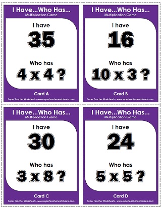 "I have / Who has" Game: Multiplication