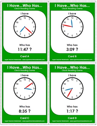 Game: "I have, Who has" - Clocks / Time