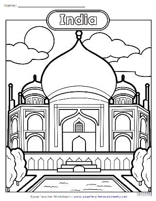 India Taj Mahal Coloring