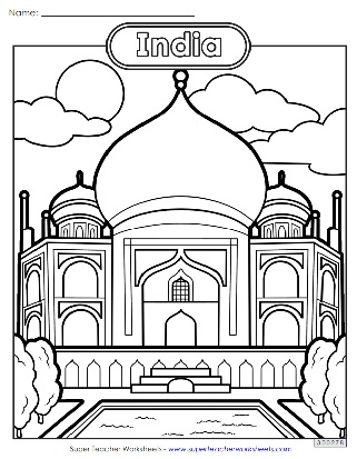 India Taj Mahal Coloring India Taj Mahal Coloring