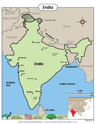 Printable Map of India Printable Map of India