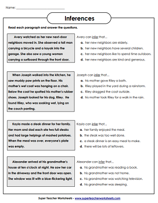 Printable Inference Worksheets