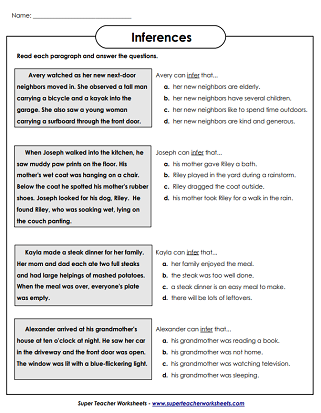 Printable Inference Worksheets Printable Inference Worksheets