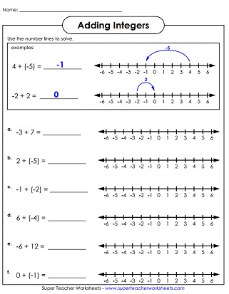 Integers: Printable Worksheets