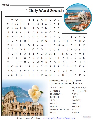 Italy Word Search