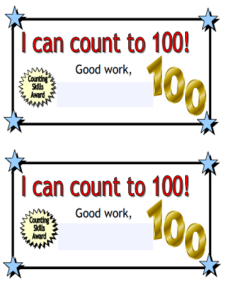 Kindergarten Award Certificates (Count to 100) Kindergarten Award Certificates (Count to 100)