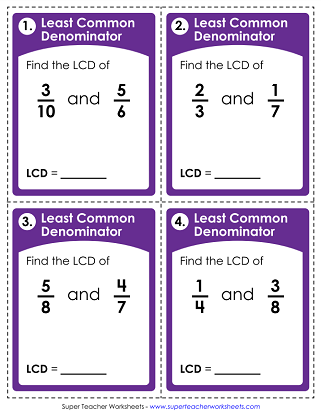 Least Common Denominator - Printable Task Cards