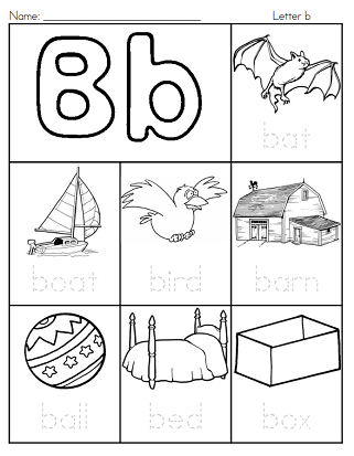 FREE* Say and Trace: Letter B Beginning Sound Words Worksheet