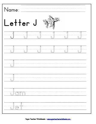 Letter J Writing Worksheets