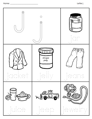 Letter J Worksheets - Coloring