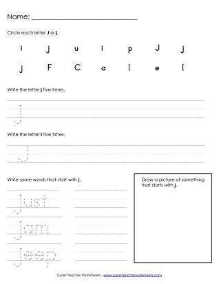 Letter J Worksheets