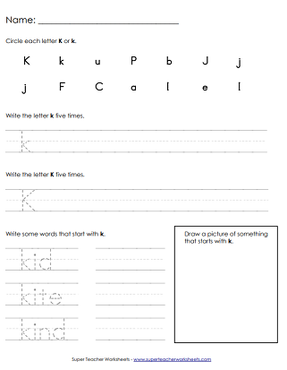 Letter K Worksheets