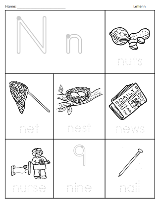 Letter N Coloring Page