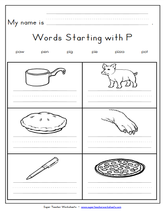 Letter P Worksheets -Writing