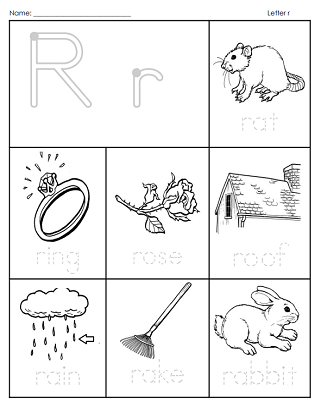 Letter R Coloring Worksheets