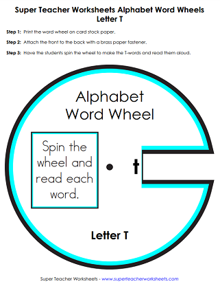 Printable Letter T Word Wheel