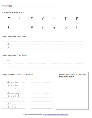 Letter T Worksheets