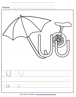 letter u worksheets recognize trace print