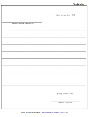 Elementary Letter Writing Templates from www.superteacherworksheets.com