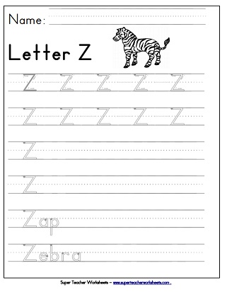 Letter Z Worksheets