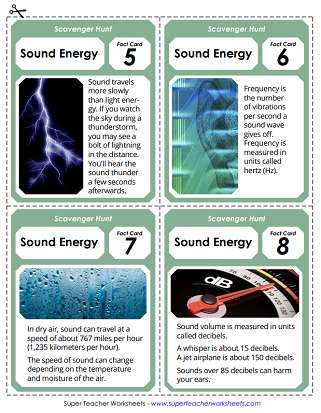 Sound Energy Worksheets - Scavenger Hunt