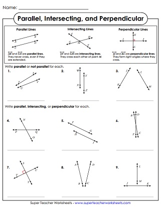 Lines, Line Segments, Rays: Geometry Worksheets