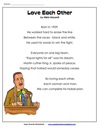 Martin Luther King, Jr. worksheets