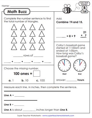 Daily Math Review Worksheets - 2nd Grade
