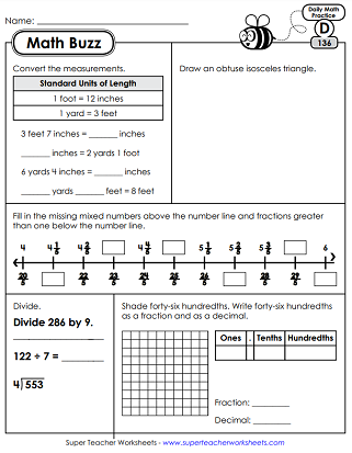 Daily Math Review Worksheets - 4th Grade
