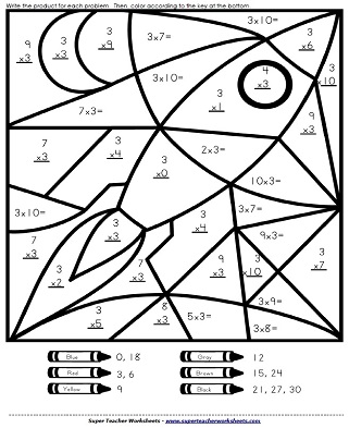 math fact coloring pages