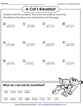 Math Riddle Worksheets