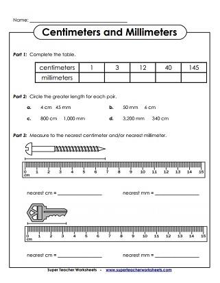 Measurements (Centimeters and Millimeters)