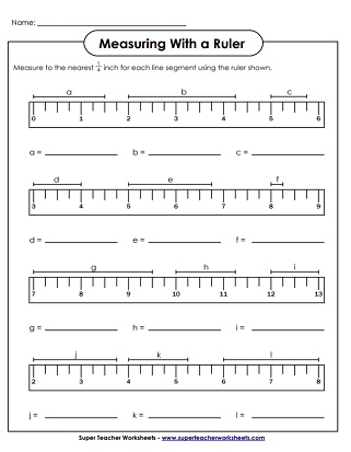 Measurement Worksheets (Ruler, Inches) 