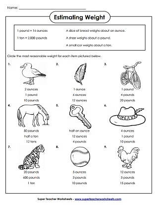 Standard Weight - Measurement Printables