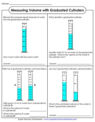 Measurement Worksheets (Graduated Cylinders)