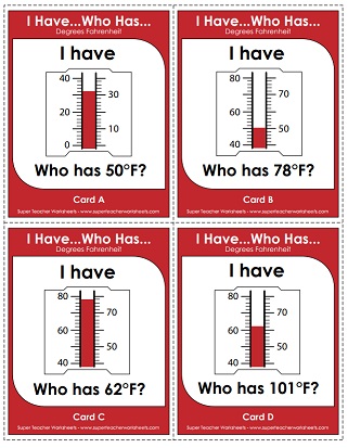 Temperature Game (Printable) Temperature Game (Printable)