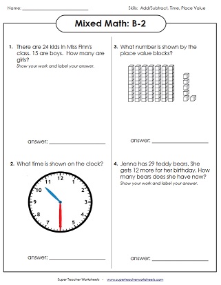 Mixed Word Problem Worksheets