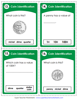 USA Coin Recognition Task Cards