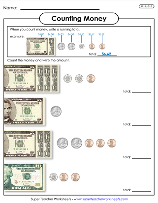 Counting Money Worksheets (USA)