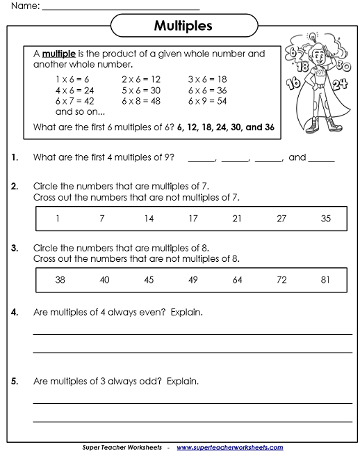 Multiples Worksheets