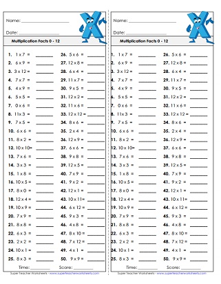 Multiplication (0-12) Printables