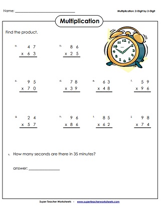 multiplication 2 digits times 2 digits