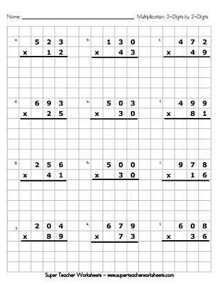 Printable Grid Multiplication Worksheet