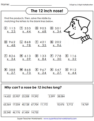 Math Riddle Multiplication Worksheet