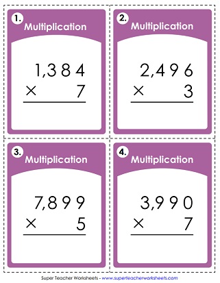 Printable Multiplication Task Cards